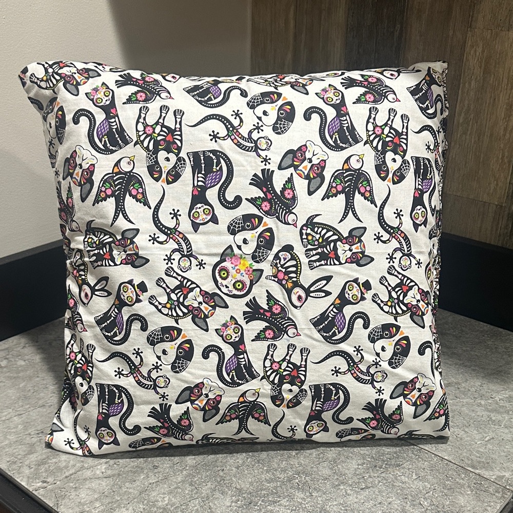 Day of the Dead animal Pattern 14x14 handmade Throw Pillow